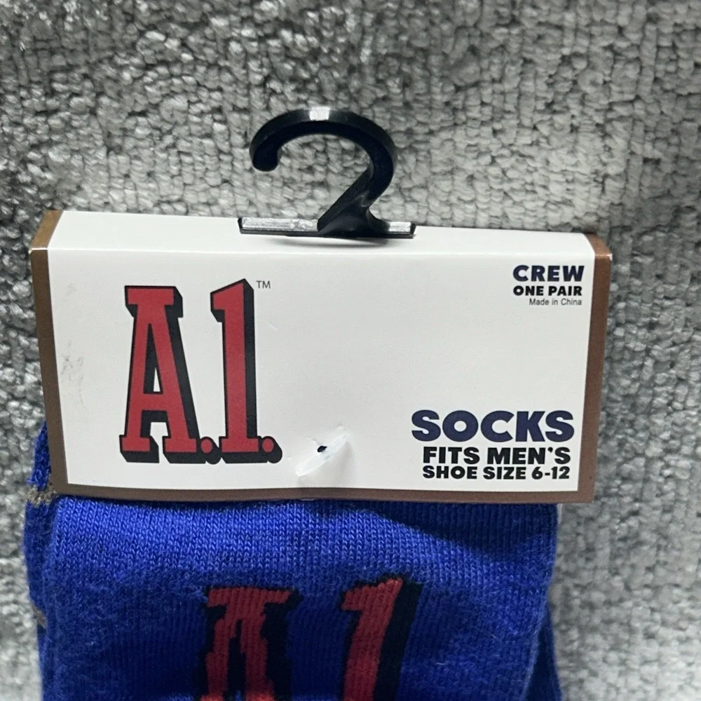 A1 STEAK SAUCE Mens Crew Socks 1 Pair Size 6-12 Blue New